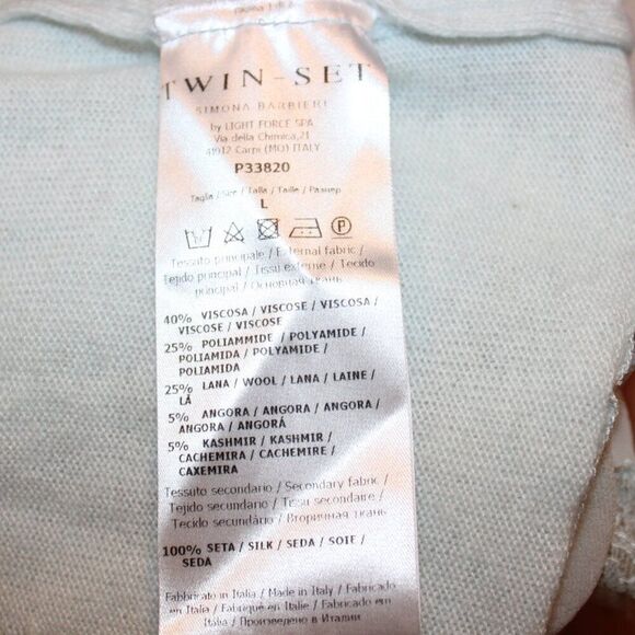 Twin-Set Wool Angora Cashmere blend Lace Hem Button-Up Sweater cardigan  Large - Picture 8 of 11